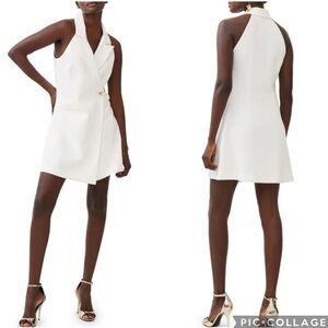 French Connection White Halter Blazer-Style Mini Dress